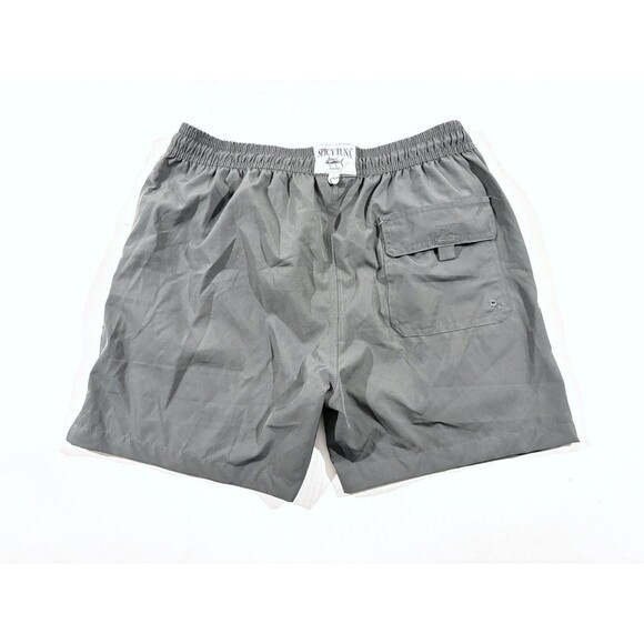 Spicy Tuna Swim Trunks Shorts Mens 5" Pockets Poly Blend Stretch Gray Sz S - Picture 10 of 10